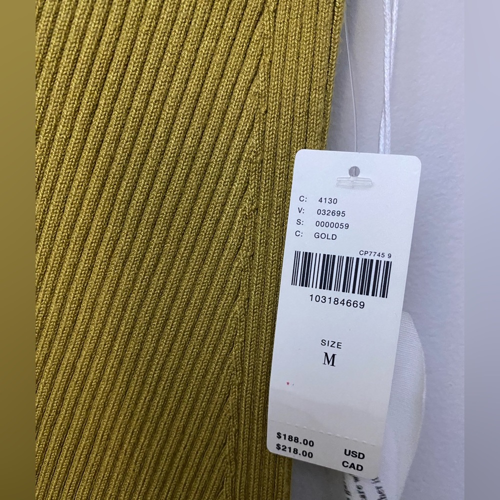 By Anthropologie Sheer Panel Maxi Sweater Dress new nwt size M gold color - Picture 4 of 7